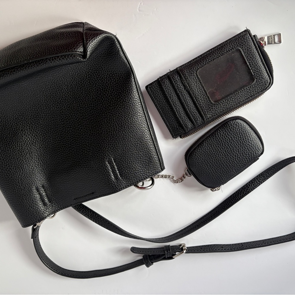 Elegant Black Leather Bag Trio
